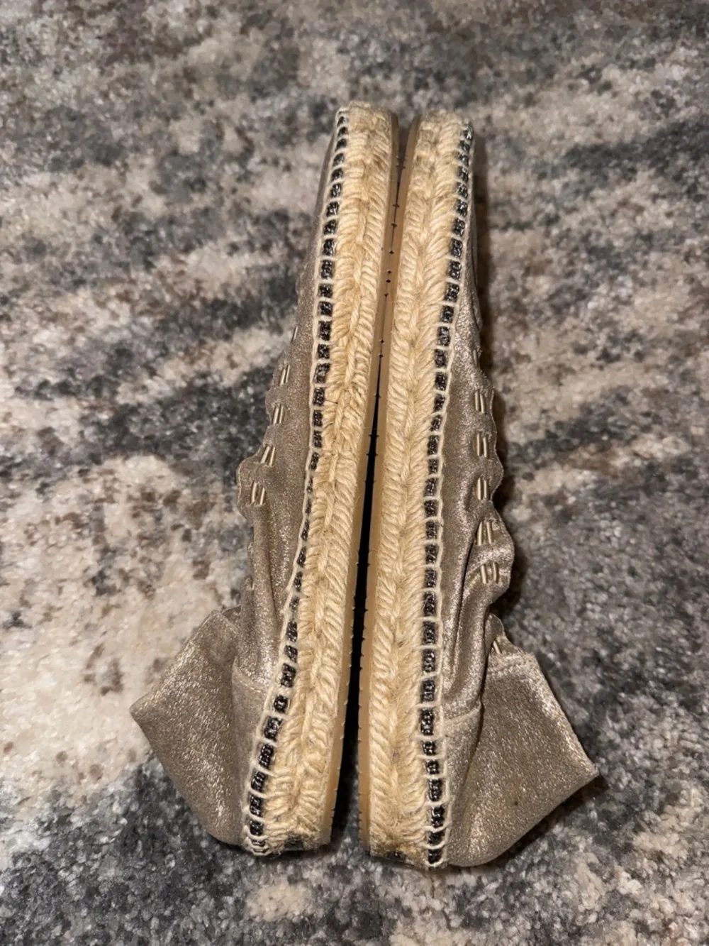 Jimmy Choo Metallic Bronze Espadrille Ballet Flats